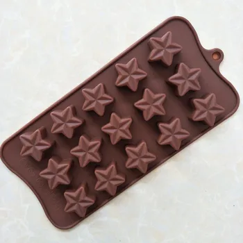 Silikone forme nye 15 gitre stjerne form DIY chokolade skimmel ice cube jelly silikone formen D552