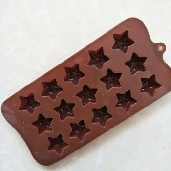 Silikone forme nye 15 gitre stjerne form DIY chokolade skimmel ice cube jelly silikone formen D552