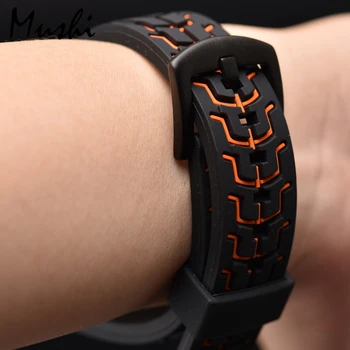 Silikone Gummi Watchbands Rem i Rustfrit Stål med Sort Spænde Vandtæt Dykning 20mm 22mm 24mm farverige Ur Band Rem