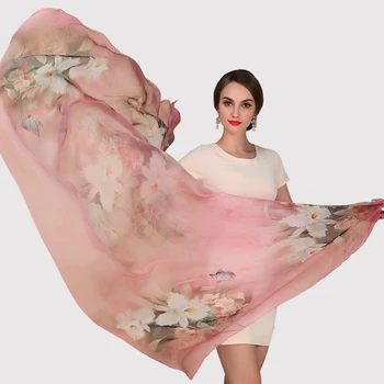 Silke Tørklæde Mulberry Silke Tørklæde i Lang Design-Kvalitet Kvindelige Forår Og Efterår Tørklæde Alle-match Mode Kvinder Satin Pink Sjal