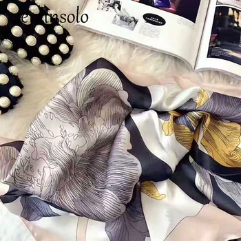 Silke Tørklæder Kvinder Sjal 2018 Kvindelige Designer Tørklæde polyester Pashmina Lang Tyk Satin Wrap Luksus Mærke Gave Til Dame