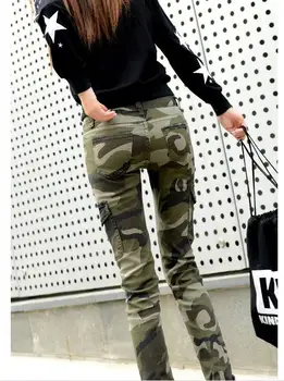 Silkeblød elastisk blyant Camouflage bukser militære Kvinder Camouflage slanke bukser, tynde bukser fire sæsoner tyndt stykke