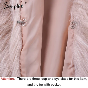 Simplee Casual furry faux pels kvinder Fake pels kvindelige kort pink frakke 2017 vinter tøj party farvet pels frakke