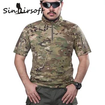 SINAIRSOFT Camouflage Jagt Tøj Airsoft T-shirt til Udendørs Sport, Camping Vandring Overlevelse Shirt Taktisk Passer til Paintball Gear