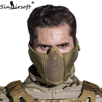 SINAIRSOFT Taktiske Airsoft Maske Hjelm Halvdelen af Nedre Ansigt Metal Stål Net Jagt Beskyttende prop til Paintball Party Mask CS