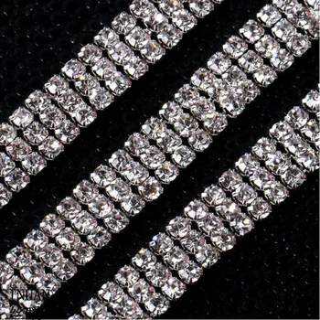 SINUAN Rhinestone Kop Kæde Tape Strass Crystal Sølv Og Guld Sten Og Krystaller SS6 SS10 Glas Rhinestone For Tøj Håndværk