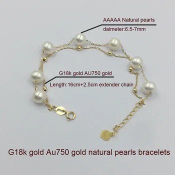 Sinya 18k guld Kæde armbånd strand naturlige perler guld perler til kvinder, piger, Mødre elsker længde 16+2cm kan justerbar Hot salg