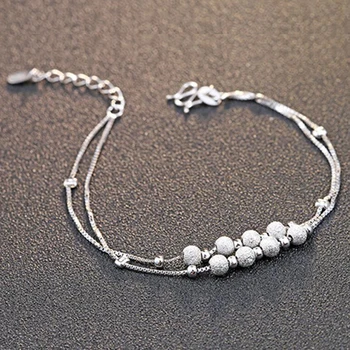 Sinya 925 Sterling Sølv Armbånd pulseiras for Kvinder, Piger elsker gave 17cm+2,5 cm koreanske kreative funktioner matte perler design