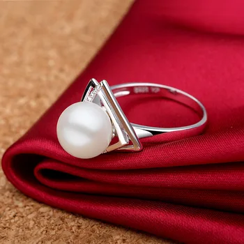 Sinya 925 sterling sølv Ring med 9-10mm naturlige ferskvands perle Fine Smykker bryllup brand Engagement ring for kvinder elsker