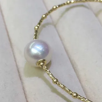 Sinya Naturlige perler 18k AU750 guld tube Armbånd armbånd til kvinder girl Mødre elsker længde cirka 17,5 cm perle, diameter 9-10cm