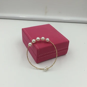 Sinya Naturlige perler 18k guld tube Armbånd armbånd til kvinder, pige, Mor, pige elsker længde cirka 17,5 cm perle, diameter 7-8cm