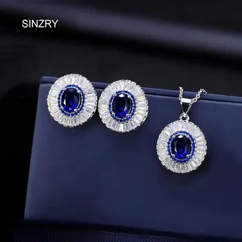 SINZRY Mærke cubic Zirconia oval halskæde øreringe sæt strålende Luksus OL CZ smykker sæt Fødselsdag gave