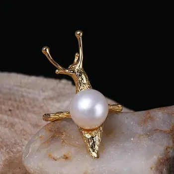 Sinzry Personlighed 925 sterling sølv med håndlavet åbne ende justerbare ringe naturlige perle sneglen kreative ring dame fine smykker