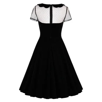 Sisjuly retro kvinder kjole sort vintage 1950'erne sommeren elegant kjole sexet hule peter pan krave gotiske 2017 vintage kjole