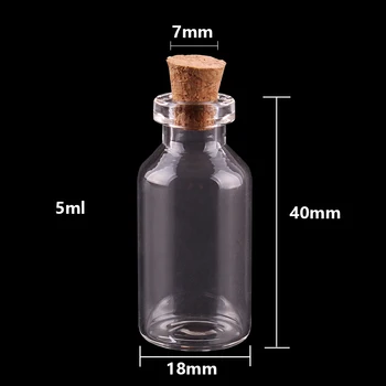 Size18*40*7mm 5ml Mini Glas Flasker Lille Krukke Hætteglas Med Kork Prop DIY Håndværk