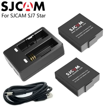 SJCAM SJ7 Stjernede 2stk SJCAM Batterier, 1000mAh Li-ion Batteri+Dual Oplader til SJ Cam SJ7 Sport Handling DV-Kamera