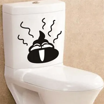 Sjov Taburet Toilet Indretning Wall Sticker Vinly Vægoverføringsbilleder Home Decor Decal Vandtæt Decal Badeværelse Dekoration