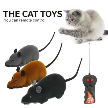 Sjove Kat Mus Toy Trådløse Simulering Plys Mus RC Elektroniske Rotte Mus Toy Fjernbetjening Musen Til Cat Toy Mus 3b35