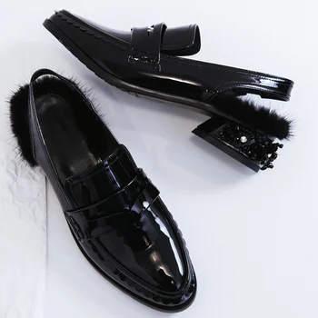 SJOVT VILLE 2018 Spring Nye Mode Kvinder sandaler British Style Oxford Sko i Ægte Læder lav hæl sexede damer Lejligheder sko