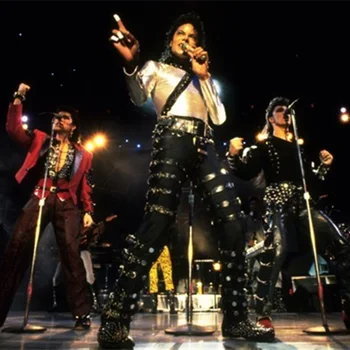 Sjældne Klassiske MJ Michael Jackson DÅRLIG PUNK Sort Silm Passer Vis Rock Halloween CostumePerformance Nitte Bukser /bukser