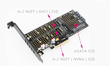 SK16 M. 2 NVMe NGFF SSD TIL PCI-E3.0 X4-adapter M-Tasten B-Tasten mSATA-interface-kortet Understøtter PCI Express 3.0 3 i 1 dobbelt 12v+3.3 v