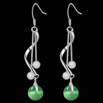 Skinnende perler Smaragd grøn perle forsølvet Øreringe til kvinder mode smykker Øreringe /IFWVFVFR SOZQOBKM