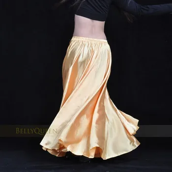 Skinnende Satin Lange spanske Nederdel Swing dans nederdel Mavedans nederdel 14 farver til rådighed VL-310