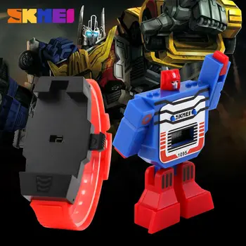 SKMEI Mode Digital Børn Se Dato Cartoon Kids Sports Ure Relogio Robot Transformation Drenge Armbåndsure 1095