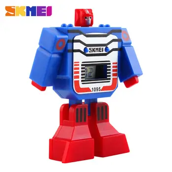 SKMEI Mode Digital Børn Se Dato Cartoon Kids Sports Ure Relogio Robot Transformation Drenge Armbåndsure 1095