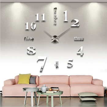 Skyndte Metal moderne stil, ure mode begrænset kæmpe væg ur Quartz spejl wall sticker diy indretning stue