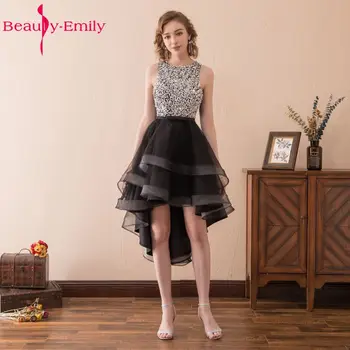 Skønhed Emily Sexet Sort Asymmetrisk Cocktail Party Kjoler 2017 Part Prom Kjoler Uden Ærmer Backless Formel Lejlighed Kjole