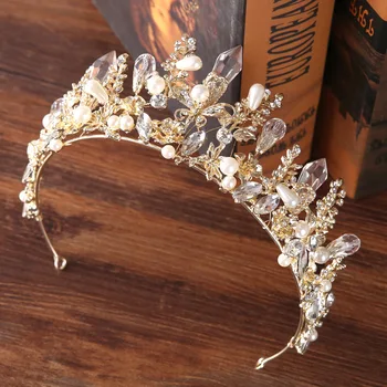 Skønhed Klassiske brude Tiara Brud Crown Hovedklæde Barok Rhinestone dronningens Krone hår klip Bryllup Hår Tilbehør Smykker