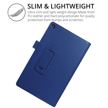 Slank Folde Folio PU Læder taske til Amazon Kindle Fire HD 8 2017 Tablet etui Stå Flip Cover+skærmbeskytter+Pen