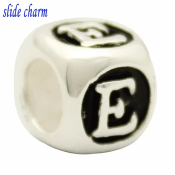 Slide-charm Gratis fragt Terninger Formet Brev Armbånd Charms Oprindelige B Charme, Alfabet Perler passer til Pandora armbånd