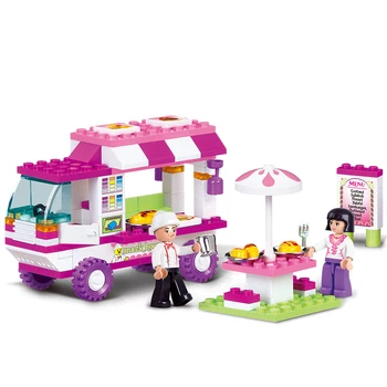 SLUBAN Venner Pink Dream Girl Montering fastfood Bil byggeklodser og Sætter Mursten Model Kids Classic Legetøj Kompatibel Legoings