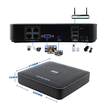 Smar Nyeste Mini 4CH POE NVR 48V 1080P HDMI Full HD Network Video Recorder CCTV-System Til POE Kamera Hjem Sikkerhed ONVIF P2P