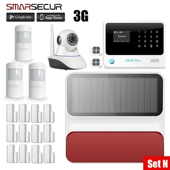 Smarsecur fank alarm system G90BPLUS Menuen GSM-Hjem Ubuden gæst Sirene Alarm System 720P HD IP-Kamera WiFi+Udendørs Flash Sirene