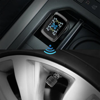 Smart Bil TPMS-Tire Pressure Monitoring System cigarettænder Digital LCD-Display Automatisk Sikkerhed alarmsystemer Dæktryk