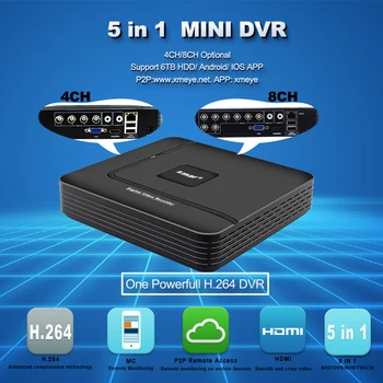 Smart Mini Hybrid 4CH 8CH AHDNH 1080N AHD DVR 5 I 1 AHD CVI TVI CVBS 1080P Sikkerhed DVR NVR For AHDM AHD 5MP Kamera, IP Kamera