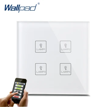 Smart WIFI 4 Bande Skifte Nyt Design Wallpad Hvid Krystal Glas 4 Bande-Telefon Wireless Remote APP WIFI Touch Kontrol lyskontakt