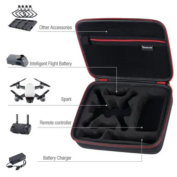 Smatree D400 opbevaringspose bæretaske til DJI Gnist Drone/ Fjernbetjening/ Batterier