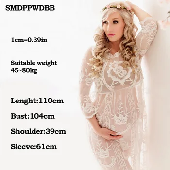 SMDPPWDBB Barsel Fotografering Rekvisitter Barsel Tøj Blonder Vestidos Mode Gravide Tøj Blonder Hæklet Blomstret kjole Nederdel