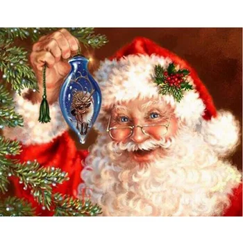 Smilende Santa Claus 5d på Tværs af Søm Diy Diamant Maleri Rhinestones Lærred Håndværk Mosaik Crystal Maleri K413