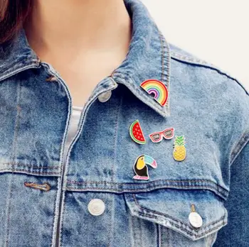 SMJEL Nye Tøj&Tilbehør Tegnefilm DIY Broche badge Rainbow Vandmelon, Ananas Eyesweyes Emalje Pins Badge Kvinder