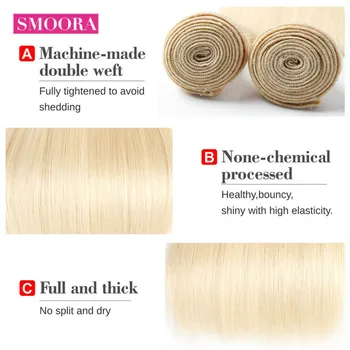 Smoora Brasilianske Lige Hår, 3 Bundter med 4x4 lace Lukning Baby Hair Straight Farve 613 Blonde Human Hair Extensions