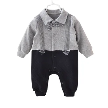 Smuk Baby Rompers Nyfødte Spædbarn 0-18M Bue Sparkedragt Kostume Bomuld Uafgjort Buksedragt Tøj, Bib Indretning Krop Passer til Baby Drenge Tøj
