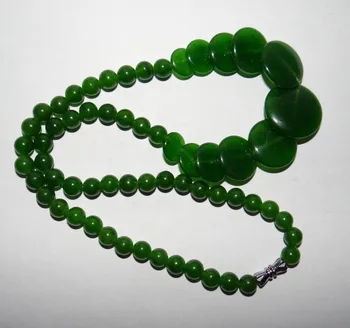 Smuk kina jade Perler halskæde Grøn farve udsøgte håndlavet 17 tommer