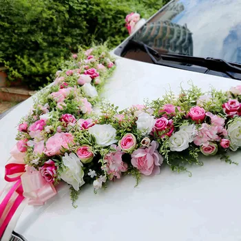 Smuk Stor V alfabet Kunstig Rose Pæon blomster Bryllup bil dekoration bryllup forsyninger