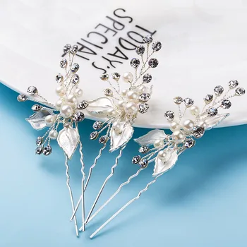 Smukke Håndlavede Klassiske Vintage Perler Af Rhinstene Krystaller, Blomst, Blad Bryllup Hår Pin Brude Hår Klistermærker Hår Tilbehør