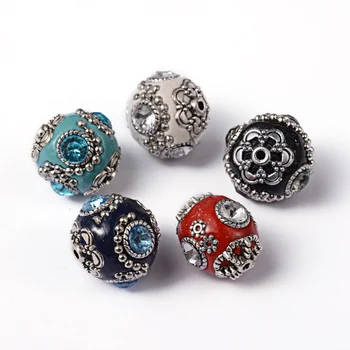Smykker, Perler, Håndlavet i Indonesien Perler, med Messing Core, Runde, Blandet Farve, Størrelse: ca 20mm i diameter, hul: 2mm